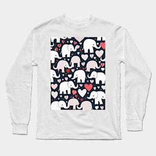 Valentines day gift ideas, elephants and hearts pattern gift ideas Long Sleeve T-Shirt